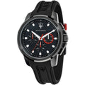Maserati Sfida R8851123007 44mm Men’s Chronograph Watch – Carbon Fiber Dial & Black Rubber Strap
