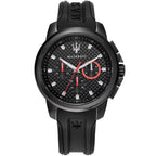 Maserati Sfida R8851123007 44mm Men’s Chronograph Watch – Carbon Fiber Dial & Black Rubber Strap