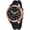 Maserati Sfida R8851123008 44mm Men’s Chronograph Watch – Black Striped Dial & Black Rubber Strap