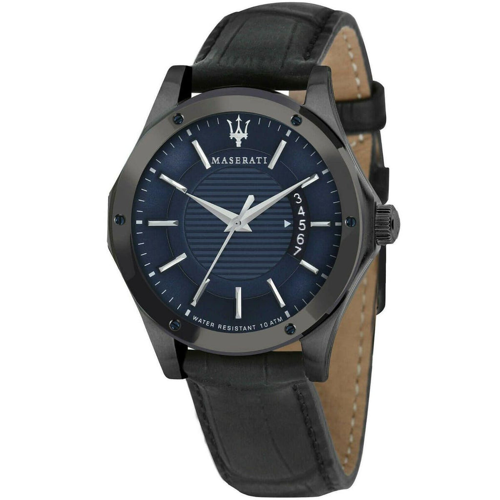 Maserati Circuito R8851127002 44mm Men’s Quartz Watch – Blue Dial & Black Alligator-Pattern Leather Strap