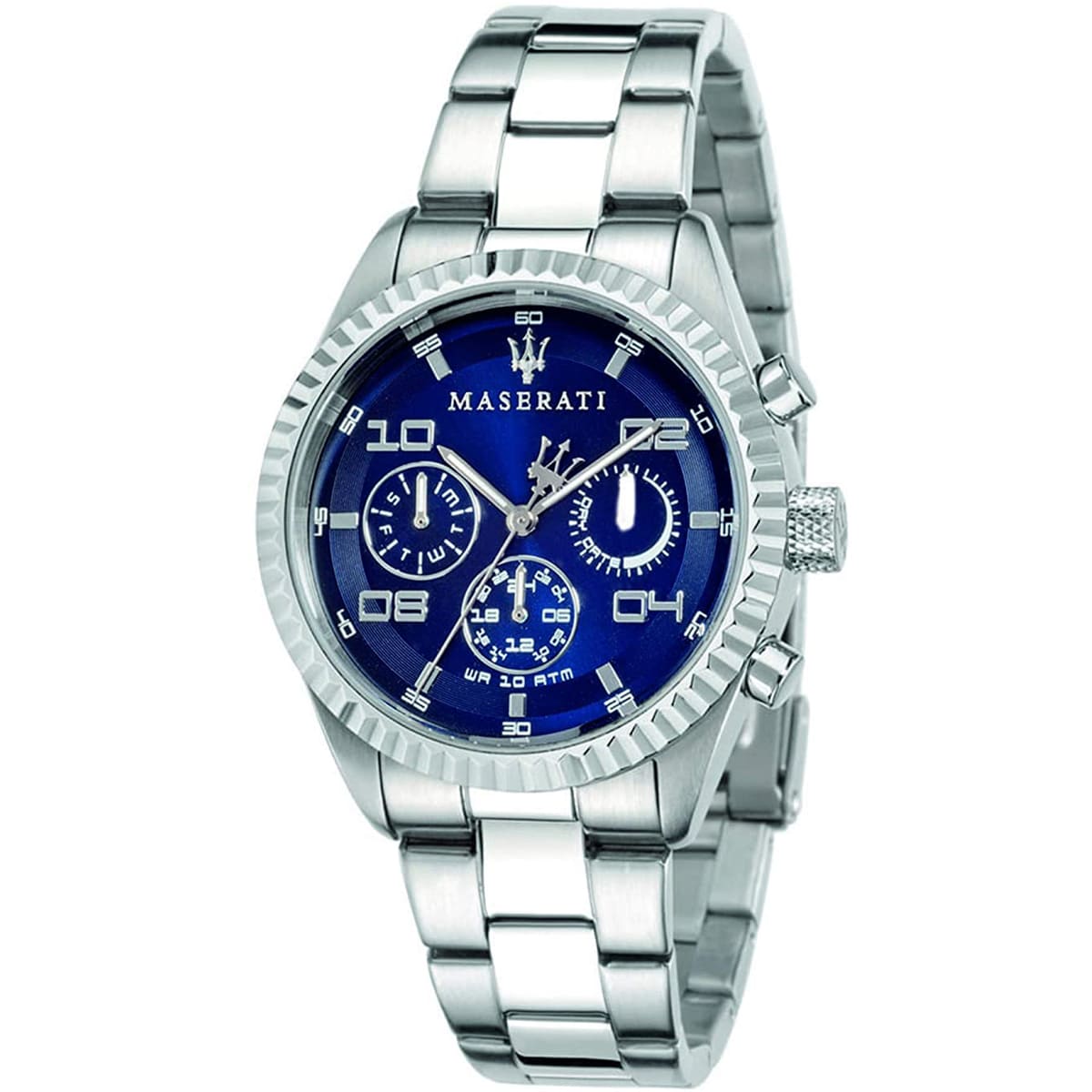 Maserati Competizione R8853100011 43mm Men’s Quartz Watch – Blue Multi-Function Dial & Silver-Tone Link Bracelet