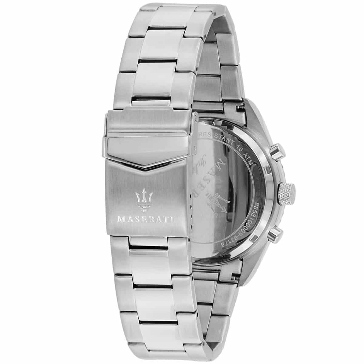Maserati Competizione R8853100012 43mm Men’s Quartz Watch – Black Carbon Fiber Multi-Function Dial & Silver-Tone Link Bracelet