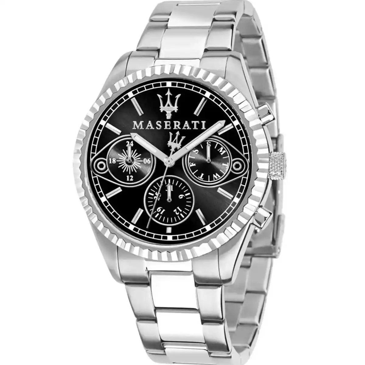 Maserati Competizione R8853100014 43mm Men’s Quartz Watch – Black Sunray Dial & Silver-Tone Stainless Steel Link Bracelet