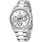 Maserati Competizione R8853100018 43mm Men’s Quartz Watch – Silver Multi-Function Dial & Silver-Tone Link Bracelet