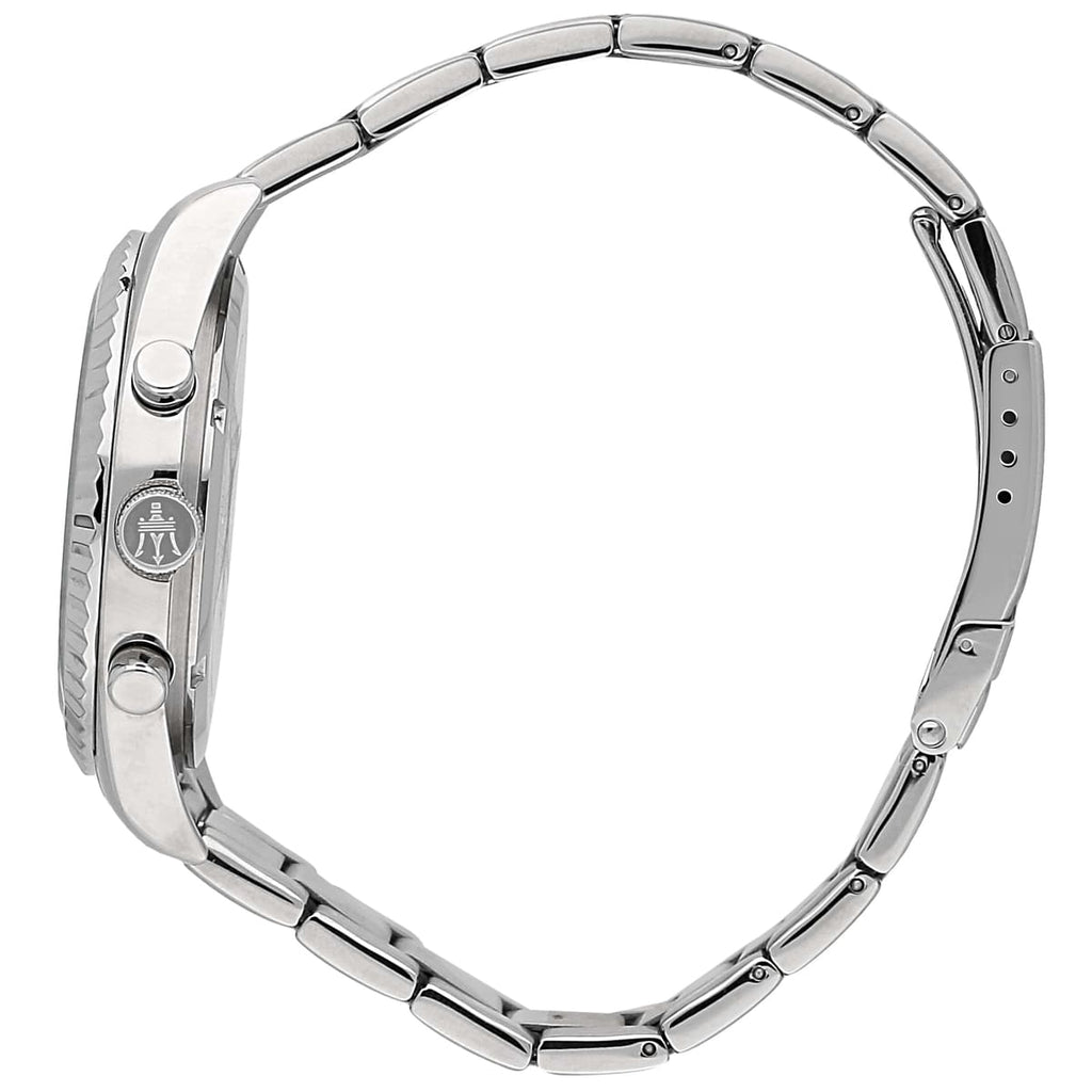 Maserati Competizione R8853100018 43mm Men’s Quartz Watch – Silver Multi-Function Dial & Silver-Tone Link Bracelet