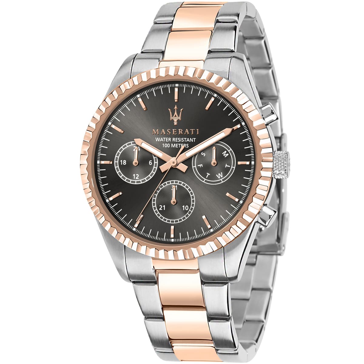 Maserati Competizione R8853100020 43mm Men’s Quartz Watch – Black Sunray Dial & Two-Tone Link Bracelet