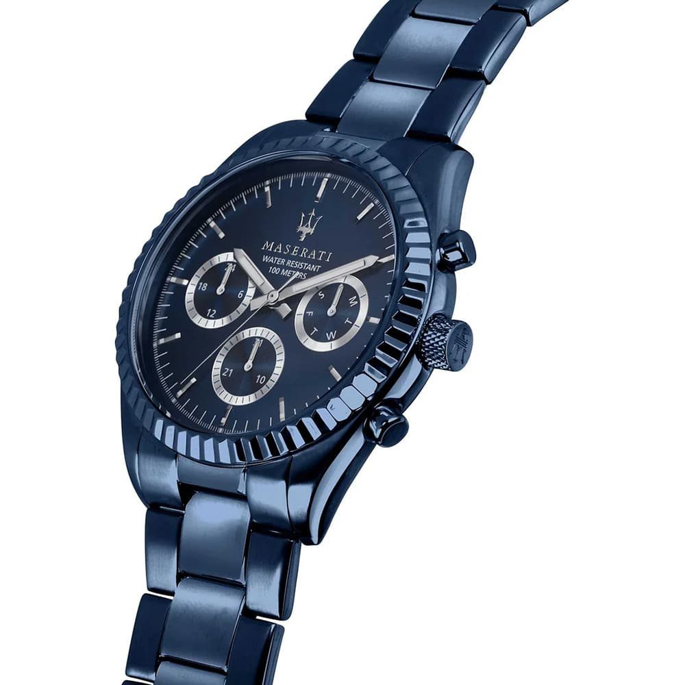 Maserati Competizione Blue Edition R8853100025 43mm Men’s Quartz Watch – Blue Honeycomb-Textured Dial & All-Blue Link Bracelet