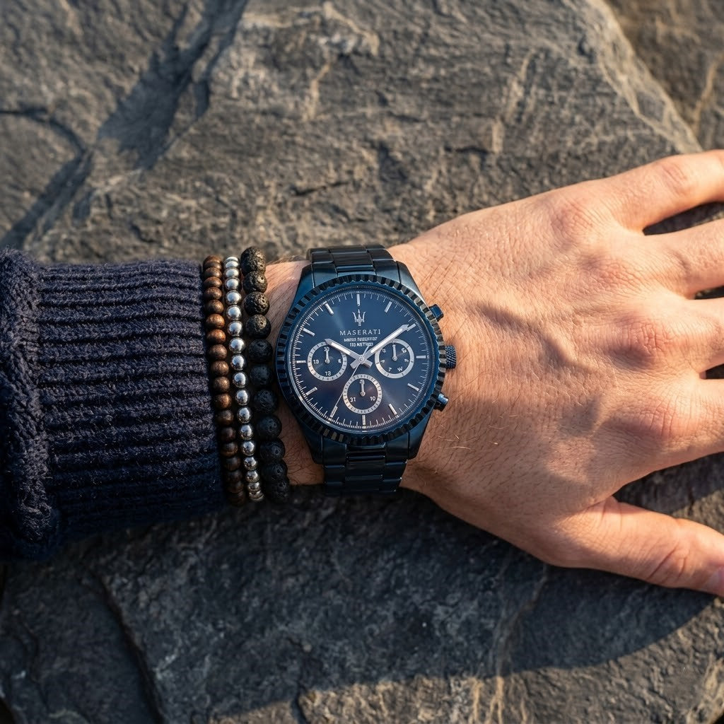 Maserati Competizione Blue Edition R8853100025 43mm Men’s Quartz Watch – Blue Honeycomb-Textured Dial & All-Blue Link Bracelet