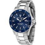 Maserati Competizione R8853100036 43mm Men’s Quartz Watch – Blue Honeycomb-Textured Dial & Silver-Tone Link Bracelet