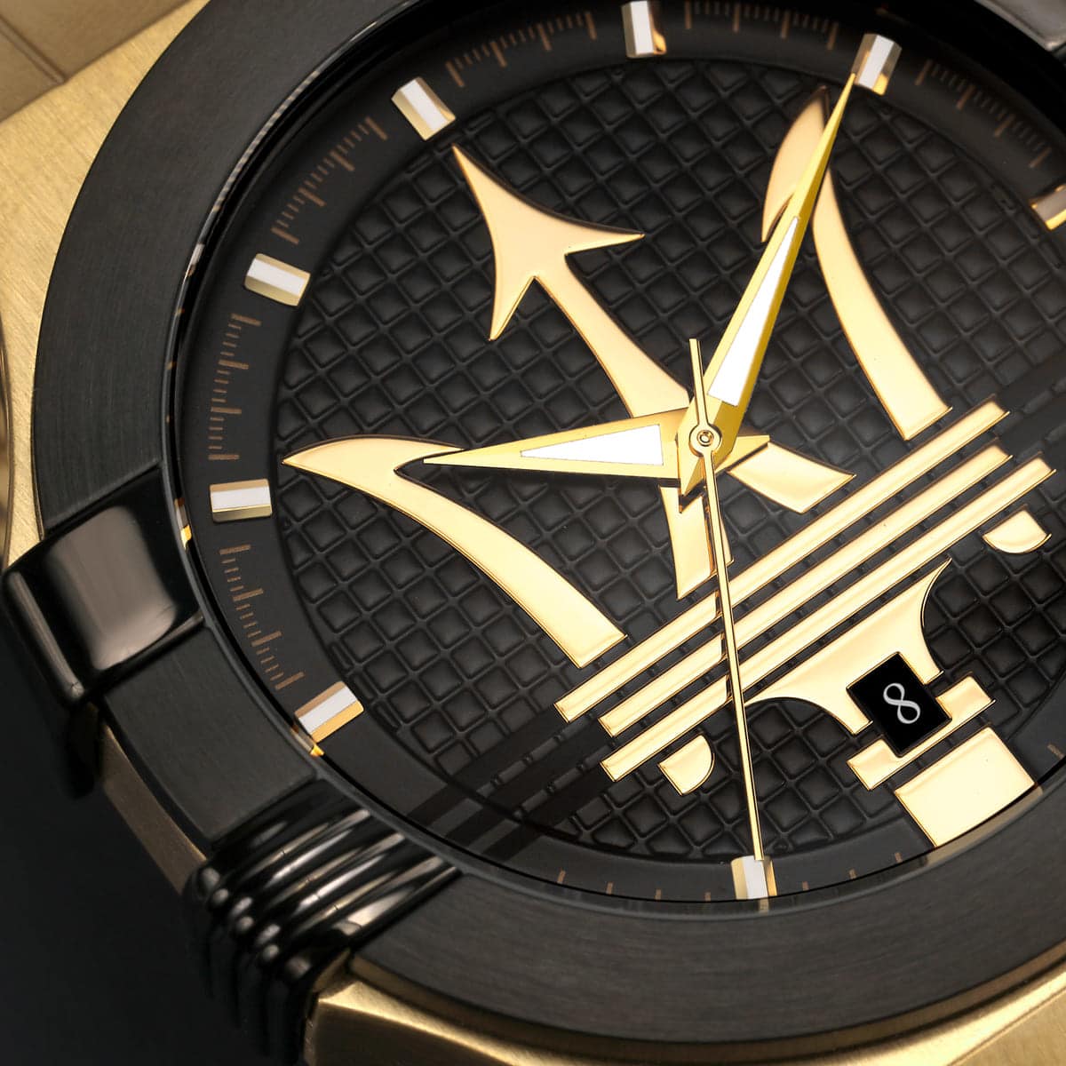 Maserati Potenza R8853108006 42mm Men’s Quartz Watch – Black Textured Dial & Gold Stainless Steel Mesh Strap
