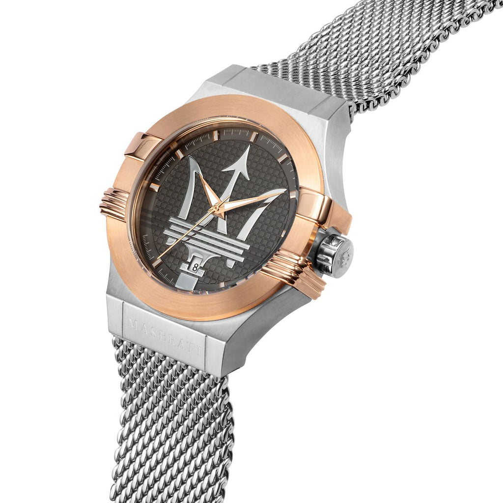 Maserati Potenza R8853108007 42mm Men’s Quartz Watch – Gray Textured Dial & Silver Mesh Strap