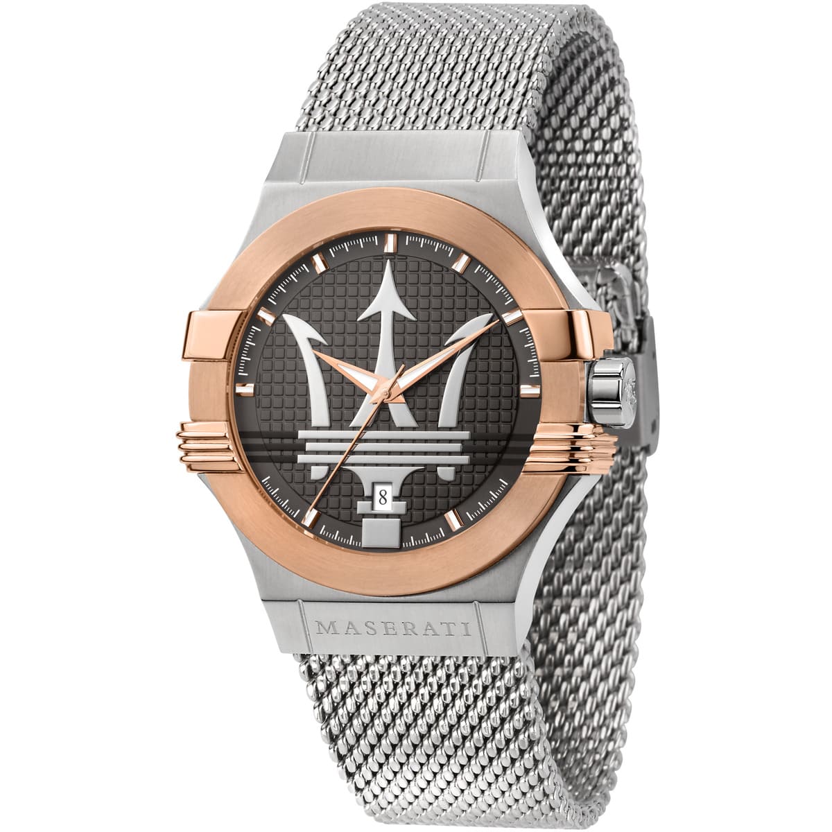 Maserati Potenza R8853108007 42mm Men’s Quartz Watch – Gray Textured Dial & Silver Mesh Strap