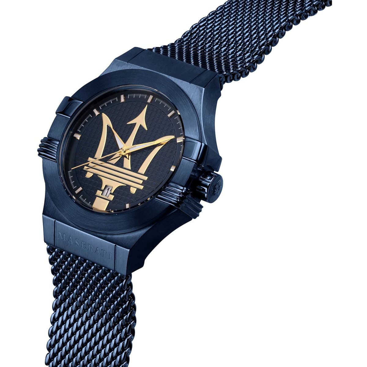 Maserati Potenza R8853108008 42mm Men’s Quartz Watch – Blue Waffle Dial & Navy Blue Mesh Strap