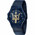 Maserati Potenza R8853108008 42mm Men’s Quartz Watch – Blue Waffle Dial & Navy Blue Mesh Strap