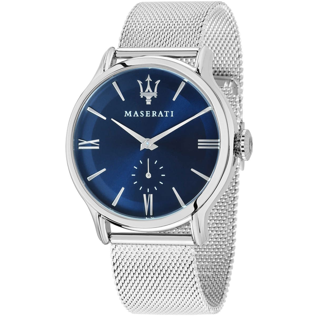 Maserati Epoca R8853118006 42mm Men’s Quartz Watch – Blue Sunray Dial & Silver Mesh Strap