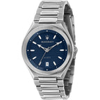 Maserati Triconic R8853139002 43mm Men’s Quartz Watch – Blue Striped Dial & Silver Link Bracelet