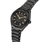 Maserati Triconic R8853139004 43mm Men’s Quartz Watch – Black Striped Dial & Black Link Bracelet