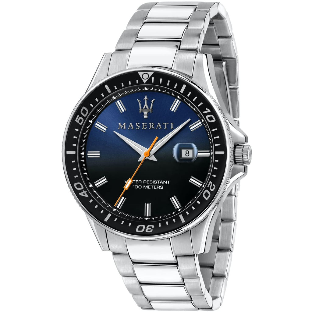 Maserati Sfida R8853140001 44mm Men’s Quartz Watch – Blue To Black Gradient Dial & Silver-Tone Link Bracelet