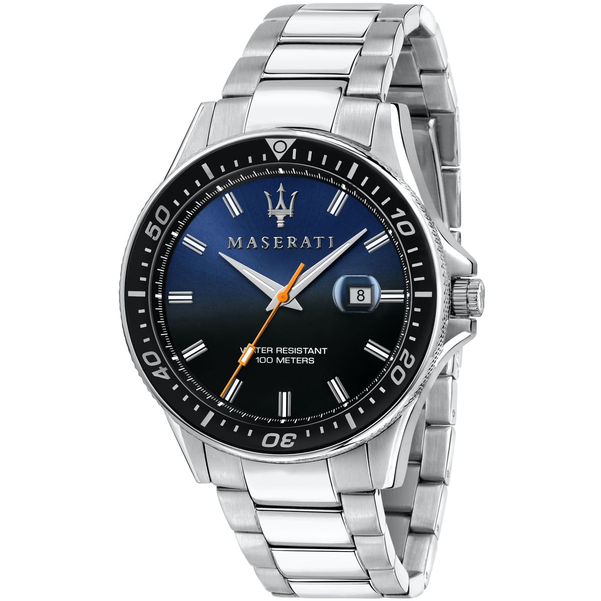 Maserati Sfida R8853140001 44mm Men’s Quartz Watch – Blue To Black Gradient Dial & Silver-Tone Link Bracelet