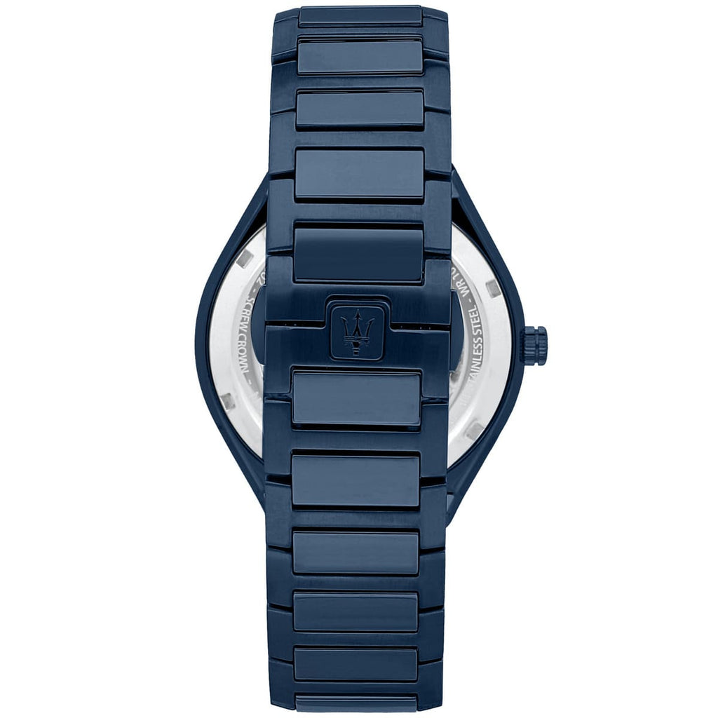 Maserati Stile Blue Edition R8853141001 45mm Men’s Quartz Watch – Blue Waffle-Textured Dial & Blue Link Bracelet
