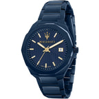 Maserati Stile Blue Edition R8853141001 45mm Men’s Quartz Watch – Blue Waffle-Textured Dial & Blue Link Bracelet