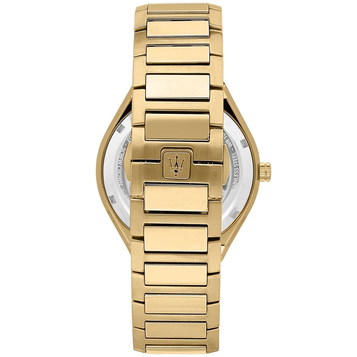 Maserati Stile R8853142004 45mm Men’s Quartz Watch – Black Waffle-Textured Dial & Gold Link Bracelet
