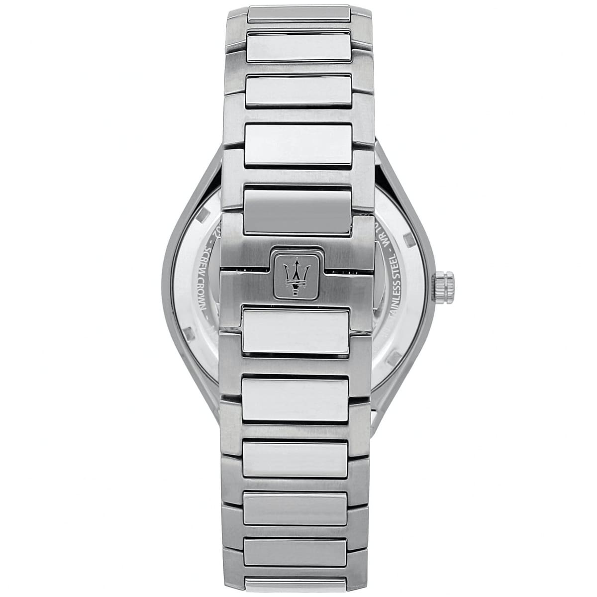 Maserati Stile R8853142005 45mm Men’s Quartz Watch – Silver/white Waffle-Textured Dial & Silver Link Bracelet