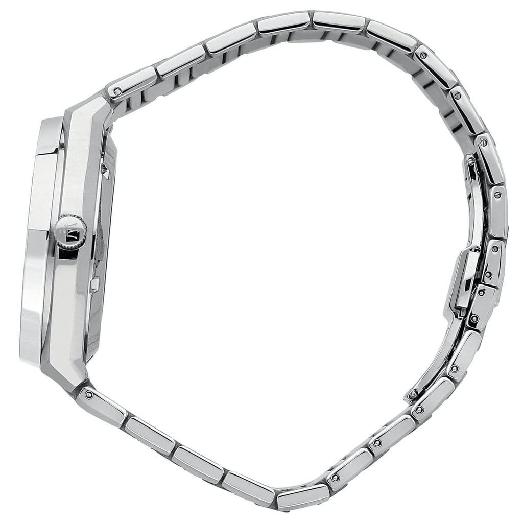 Maserati Stile R8853142005 45mm Men’s Quartz Watch – Silver/white Waffle-Textured Dial & Silver Link Bracelet