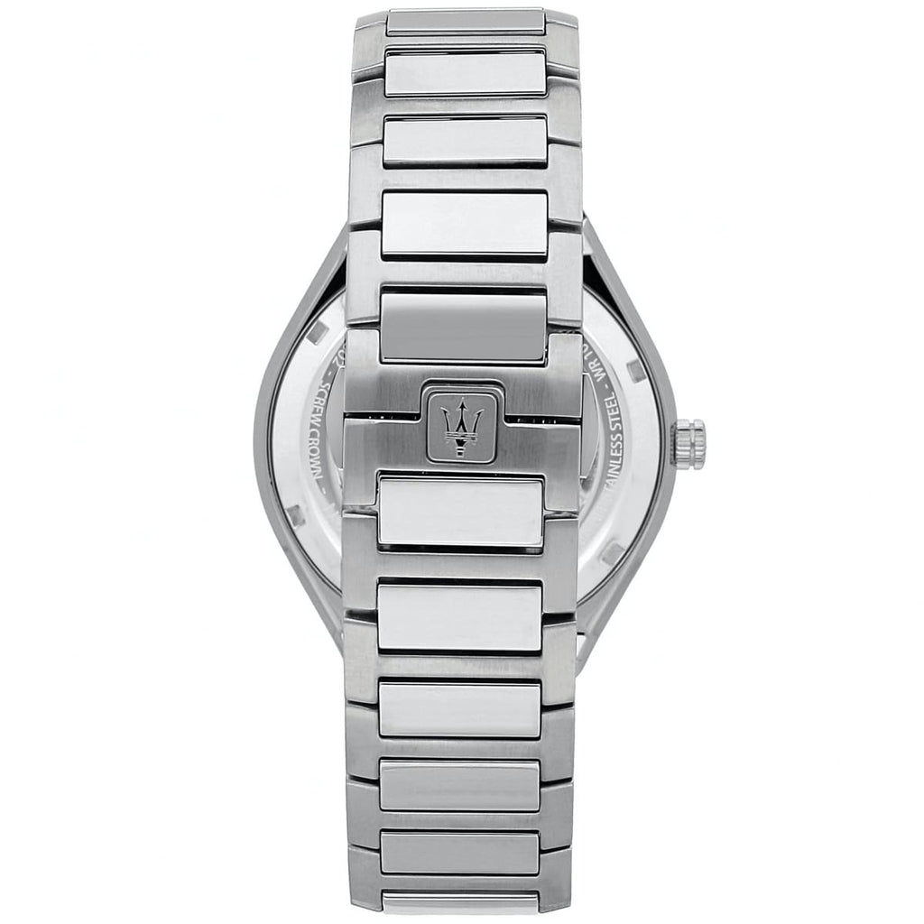 Maserati Stile R8853142006 45mm Men’s Quartz Watch – Blue Waffle-Textured Dial & Silver Link Bracelet
