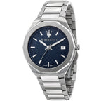 Maserati Stile R8853142006 45mm Men’s Quartz Watch – Blue Waffle-Textured Dial & Silver Link Bracelet