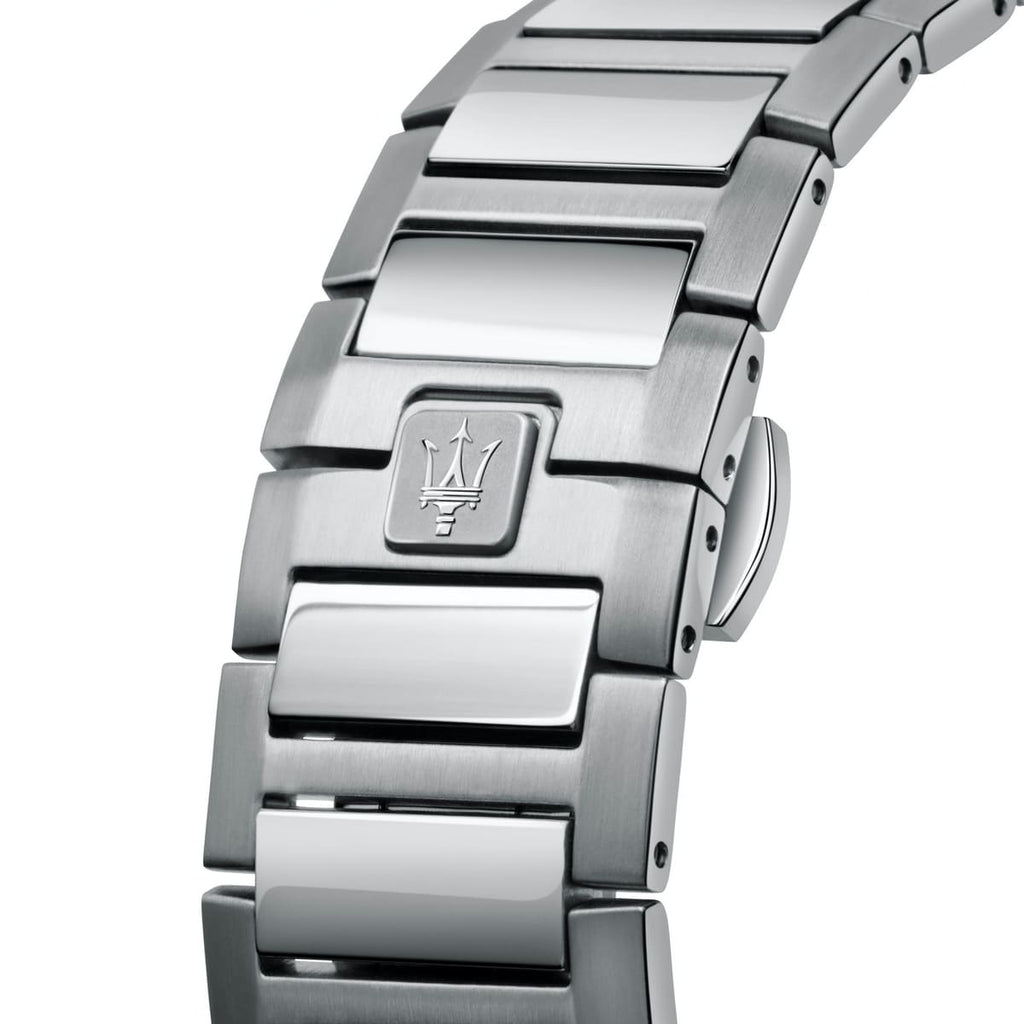 Maserati Stile R8853142006 45mm Men’s Quartz Watch – Blue Waffle-Textured Dial & Silver Link Bracelet