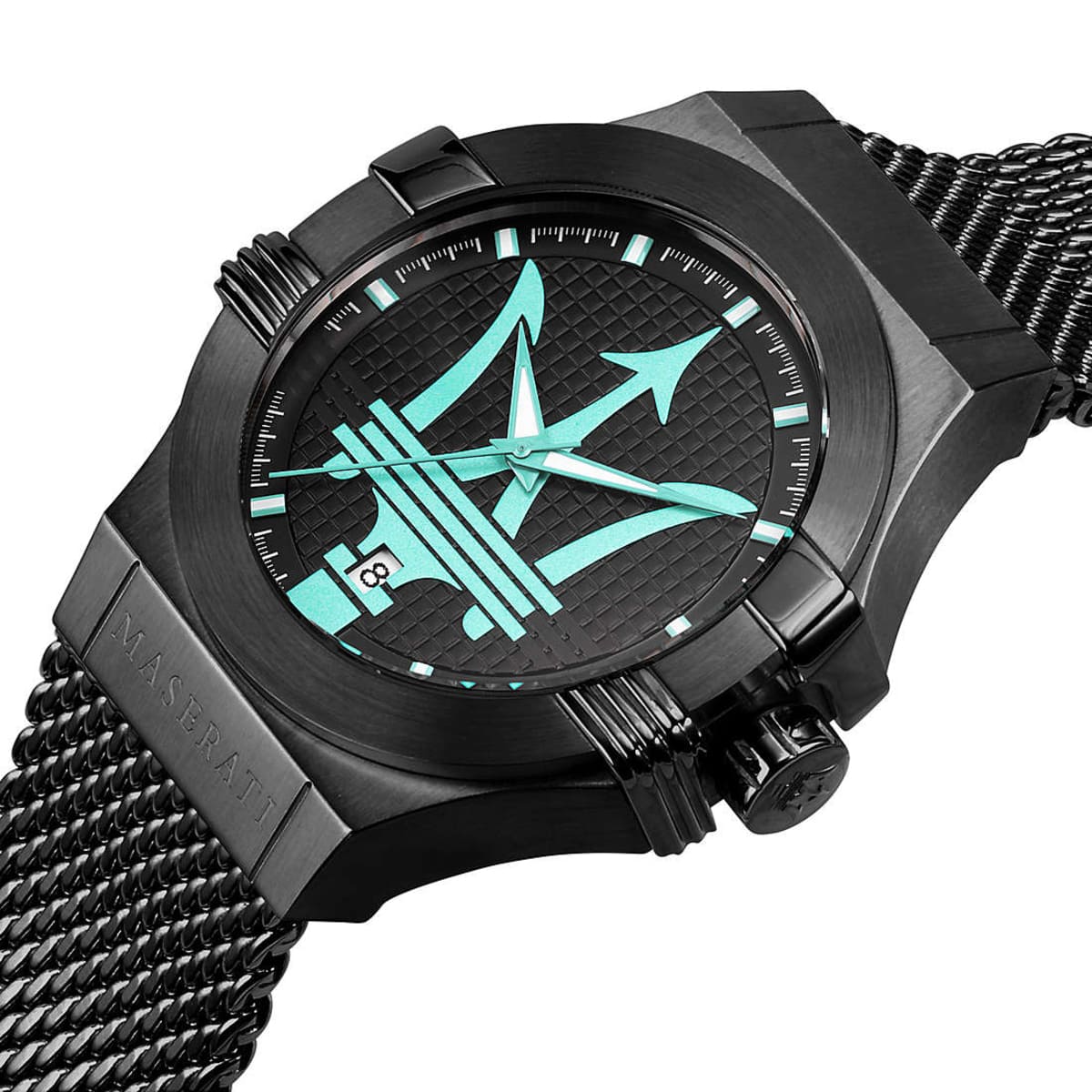 Maserati Potenza R8853144002 42mm Men’s Quartz Watch – Black Waffle Dial & Black Mesh Strap