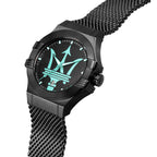 Maserati Potenza R8853144002 42mm Men’s Quartz Watch – Black Waffle Dial & Black Mesh Strap