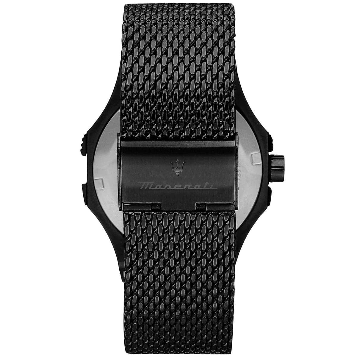 Maserati Potenza R8853144002 42mm Men’s Quartz Watch – Black Waffle Dial & Black Mesh Strap