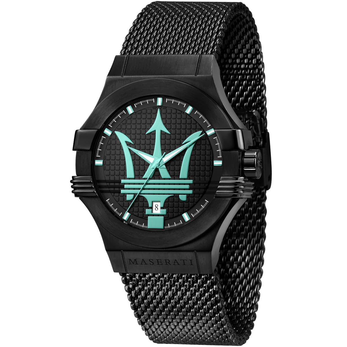 Maserati Potenza R8853144002 42mm Men’s Quartz Watch – Black Waffle Dial & Black Mesh Strap