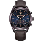 Maserati Traguardo R8871612008 45mm Men’s Chronograph Watch – Blue Sunray Dial & Brown Leather Strap