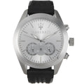 Maserati Traguardo R8871612012 45mm Men’s Chronograph Watch – Silver Sunray Dial & Black Rubber Strap