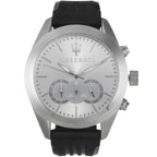 Maserati Traguardo R8871612012 45mm Men’s Chronograph Watch – Silver Sunray Dial & Black Rubber Strap