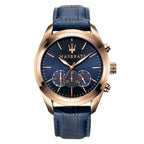 Maserati Traguardo R8871612015 45mm Men’s Chronograph Watch – Blue Sunray Dial & Blue Croco-Embossed Leather Strap