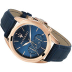 Maserati Traguardo R8871612015 45mm Men’s Chronograph Watch – Blue Sunray Dial & Blue Croco-Embossed Leather Strap