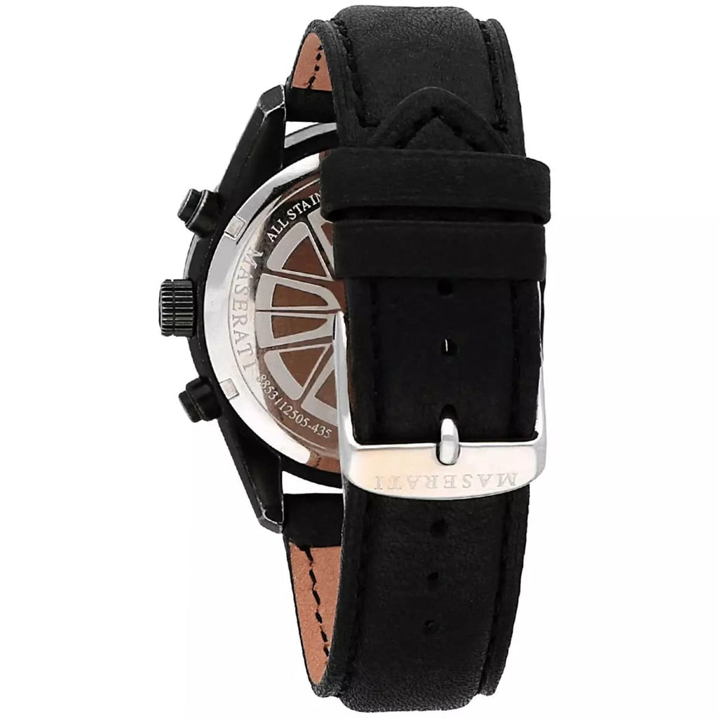 Maserati Traguardo R8871612019 45mm Men’s Chronograph Watch – Black Dial & Black Leather Strap