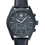 Maserati Traguardo R8871612019 45mm Men’s Chronograph Watch – Black Dial & Black Leather Strap