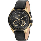 Maserati Traguardo R8871612033 45mm Men’s Chronograph Watch – Black Sunray Dial & Black Leather Strap