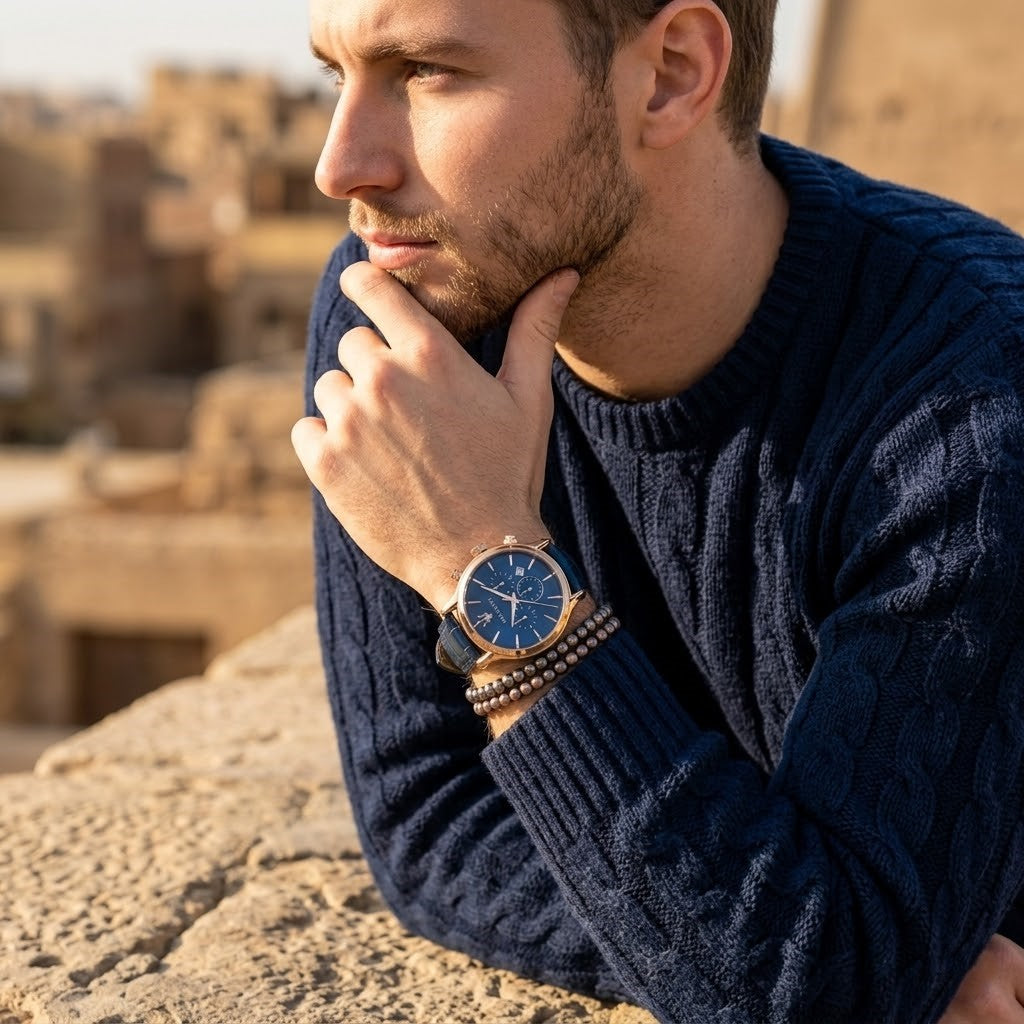 Maserati Epoca R8871618007 42mm Men’s Chronograph Watch – Blue Sunray Dial & Blue Croco-Embossed Leather Strap