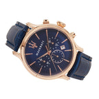 Maserati Epoca R8871618007 42mm Men’s Chronograph Watch – Blue Sunray Dial & Blue Croco-Embossed Leather Strap