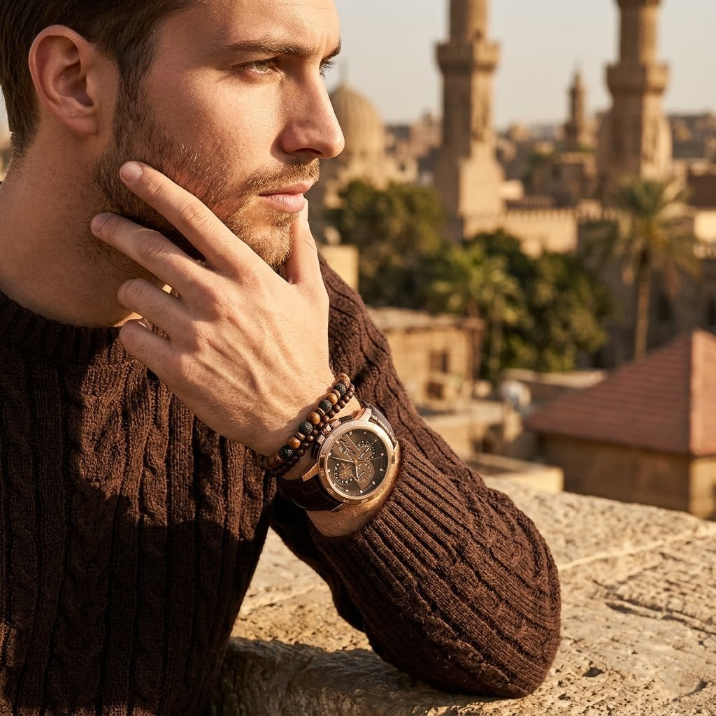 Maserati Ingegno R8871619001 45mm Men’s Chronograph Watch – Multi-Layered Brown Dial & Brown Croco-Embossed Leather Strap