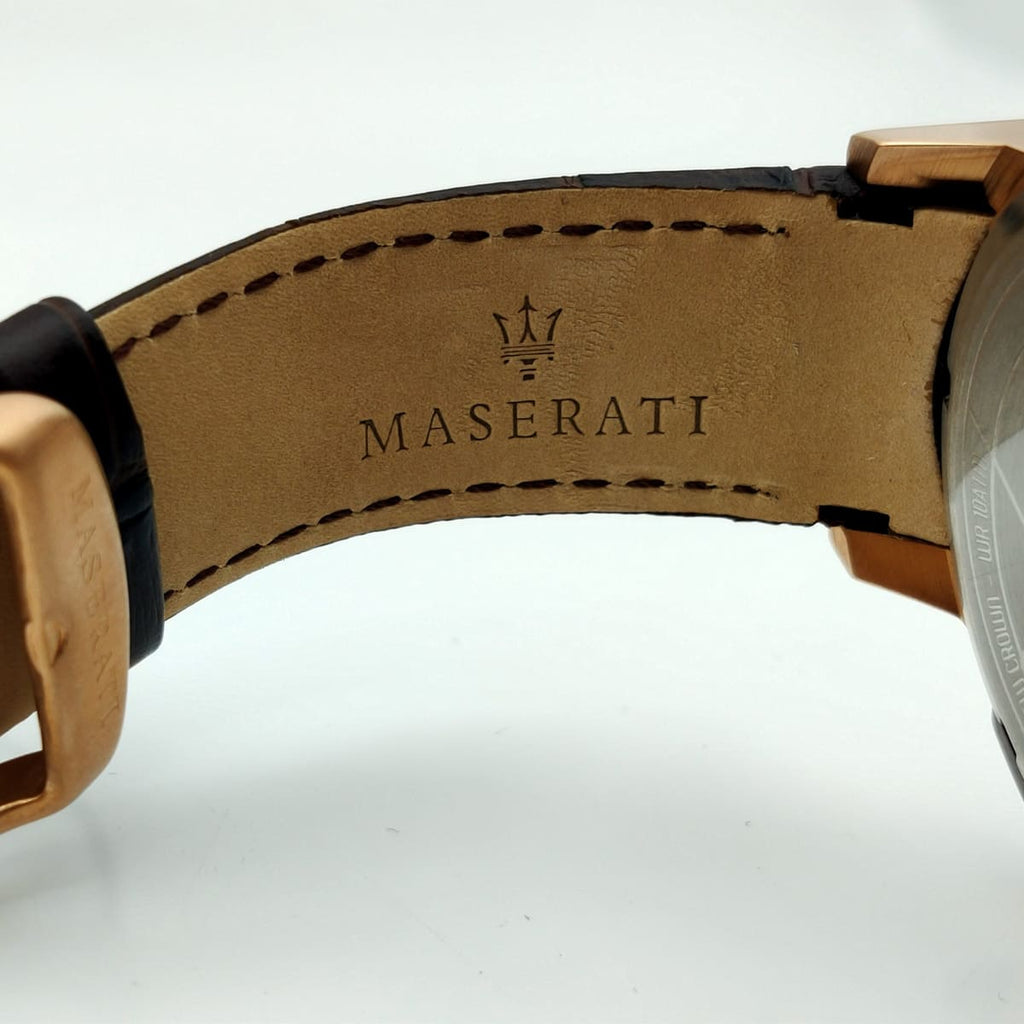 Maserati Ingegno R8871619001 45mm Men’s Chronograph Watch – Multi-Layered Brown Dial & Brown Croco-Embossed Leather Strap
