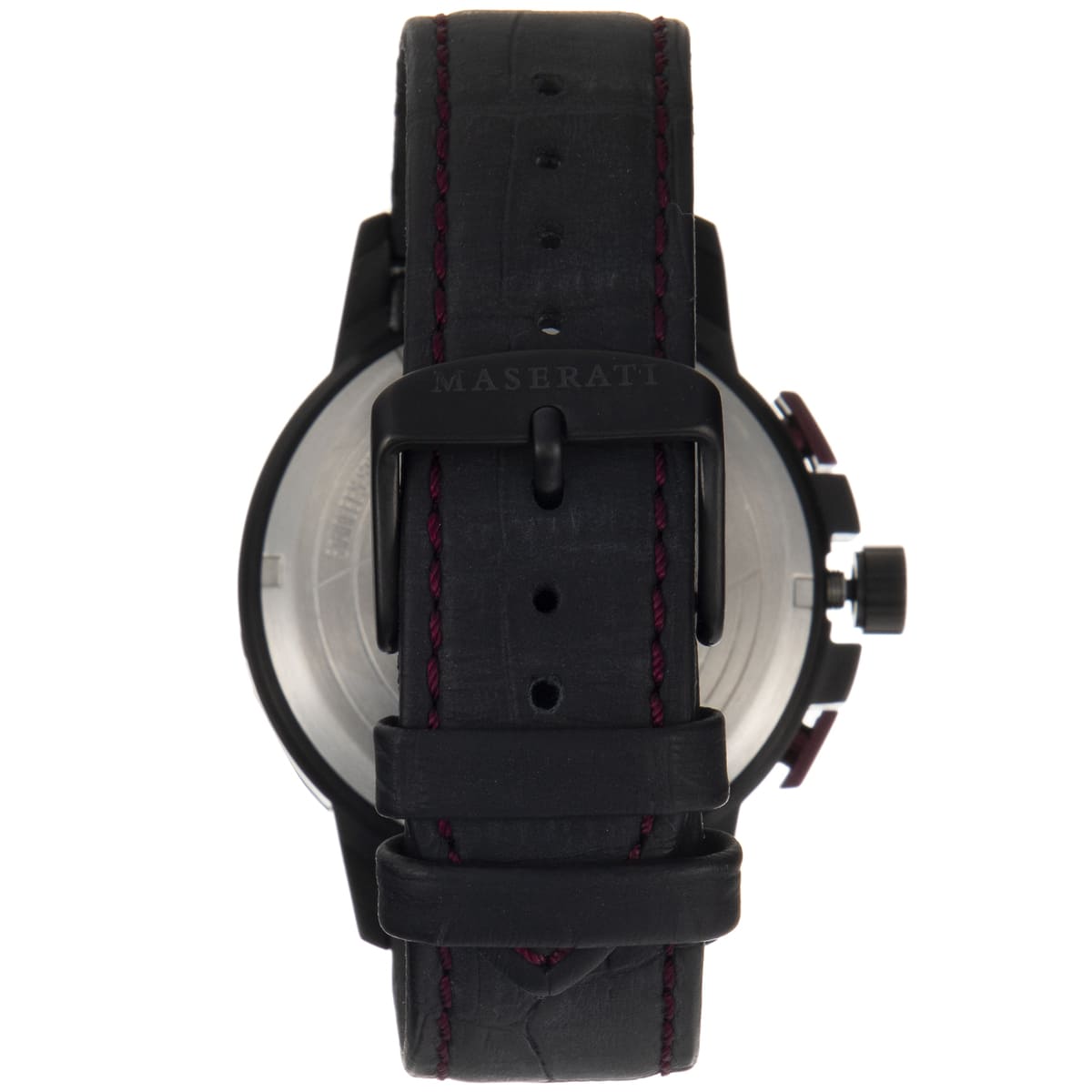 Maserati Ingegno R8871619003 45mm Men’s Chronograph Watch – Multi-Layered Black Dial & Black Alligator-Pattern Leather Strap