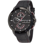 Maserati Ingegno R8871619003 45mm Men’s Chronograph Watch – Multi-Layered Black Dial & Black Alligator-Pattern Leather Strap