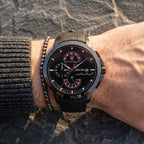 Maserati Ingegno R8871619003 45mm Men’s Chronograph Watch – Multi-Layered Black Dial & Black Alligator-Pattern Leather Strap